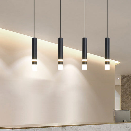 Black Tube Pendant Led Light Kit With Simple Acrylic Design Warm/White 10-12.5 Height