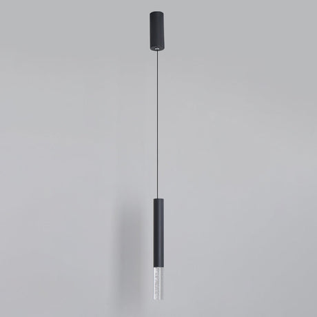 Simple Black Tube Pendant Light With Acrylic Led Warm/White 3 Size Options