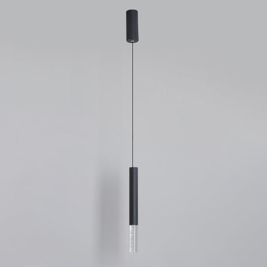 Simple Black Tube Pendant Light With Acrylic Led Warm/White 3 Size Options