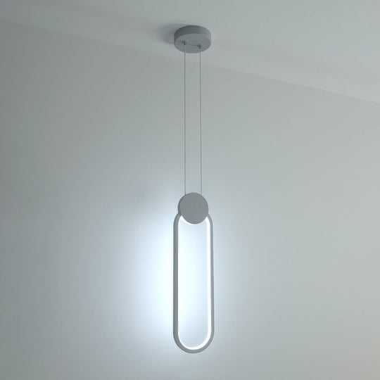 Minimalist Acrylic Hanging Ceiling Light: Oval Round Square Pendant Lighting In Black/White For