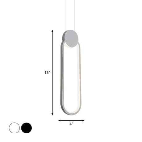 Minimalist Acrylic Hanging Ceiling Light: Oval Round Square Pendant Lighting In Black/White For
