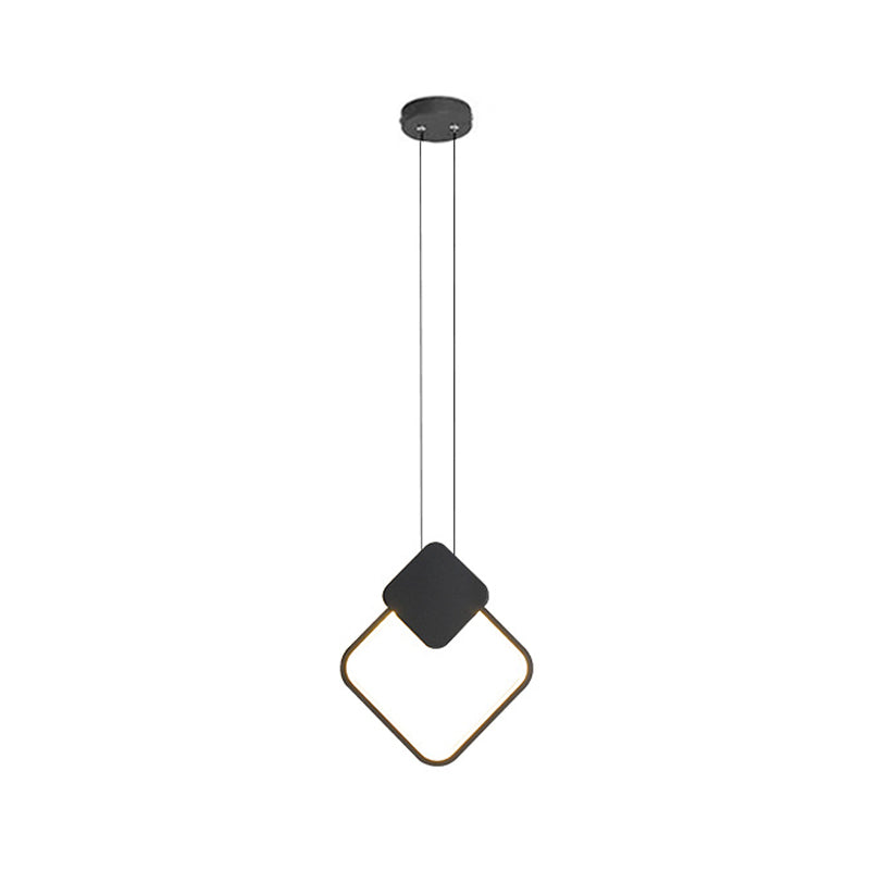 Minimalist Acrylic Hanging Ceiling Light: Oval Round Square Pendant Lighting In Black/White For