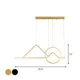 Minimalist Metal Pendant Light In Landscape Line Art Design - Black/Gold Led Hanging Lamp