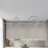 Linear Mountain & Sun Acrylic Pendant Light With Led Warm/White Glow - Black/Gold Finish For Dining