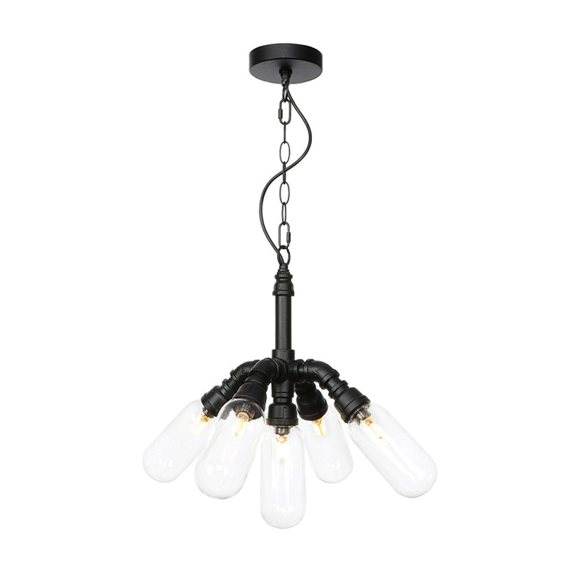 Industrial Amber/Clear Glass Hanging Chandelier With Led Lights For Dining Room - 2/3/4 Heads In