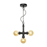 Vintage Style 3-Bulb Amber/Clear Glass Chandelier With Led Lighting For Dining Room Ceiling Amber /