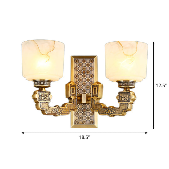 Bronze Wall Sconce With Frosted Glass Cup Shade - Traditional 1/2-Light Fixture