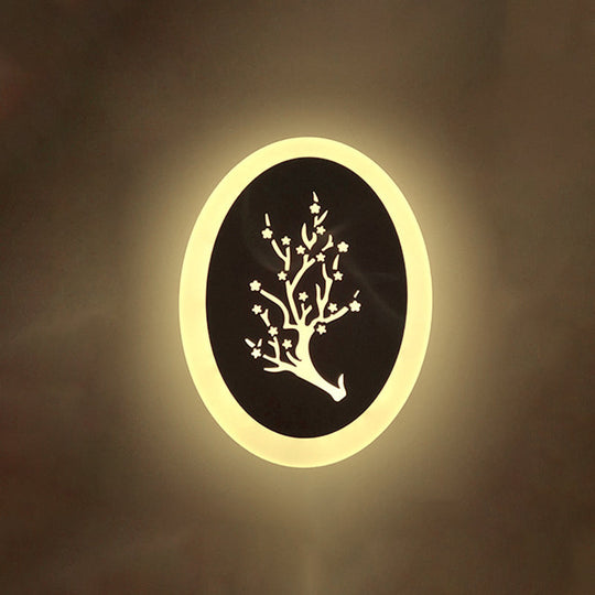 Minimalistic White Acrylic Led Wall Lamp For Bedroom - Diamond Twig Flower Design / G