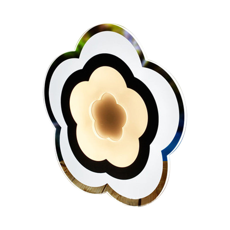 Minimalistic White Acrylic Led Wall Lamp For Bedroom - Diamond Twig Flower Design