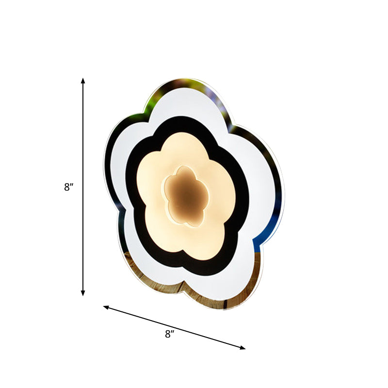 Minimalistic White Acrylic Led Wall Lamp For Bedroom - Diamond Twig Flower Design