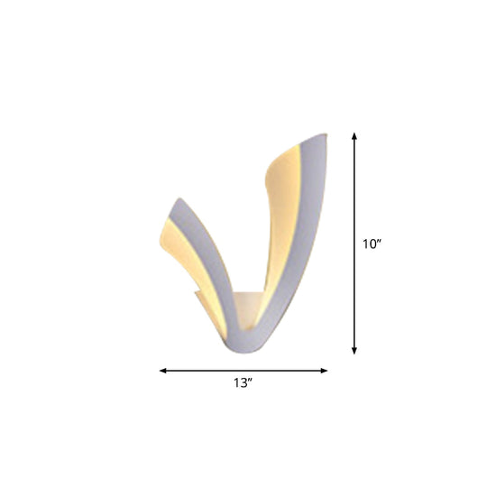 Minimalistic White Acrylic Led Wall Lamp For Bedroom - Diamond Twig Flower Design