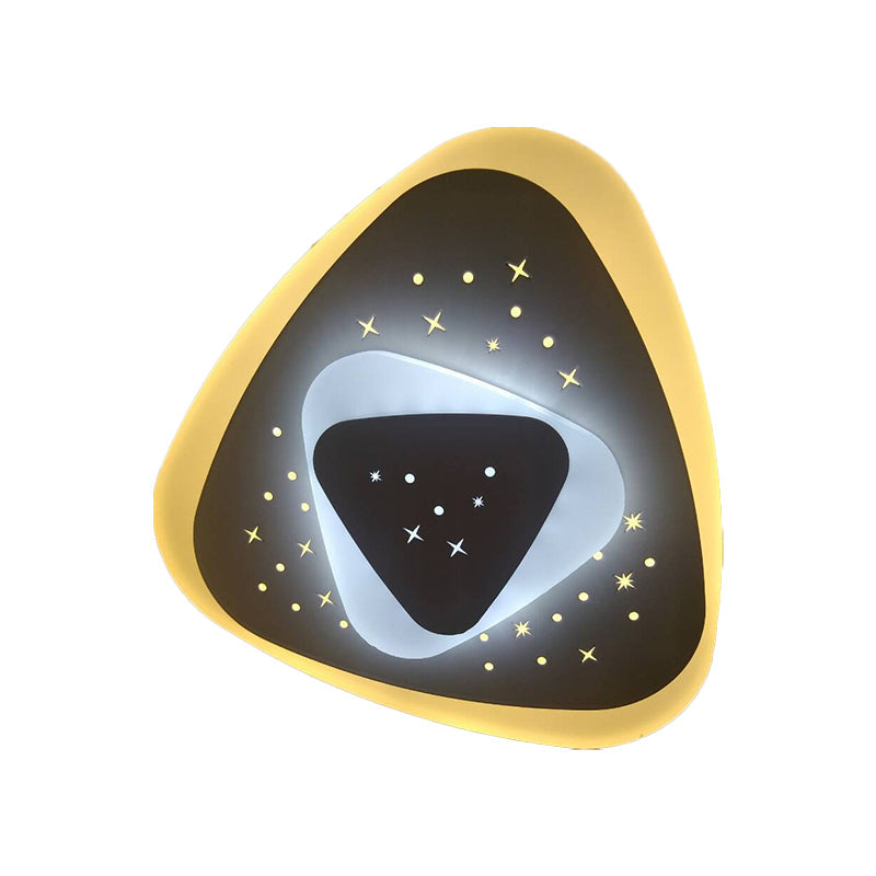 Modern Led Starry Flush Mount Wall Light In White: Triangle Rhombus & Star Design For The Bedroom