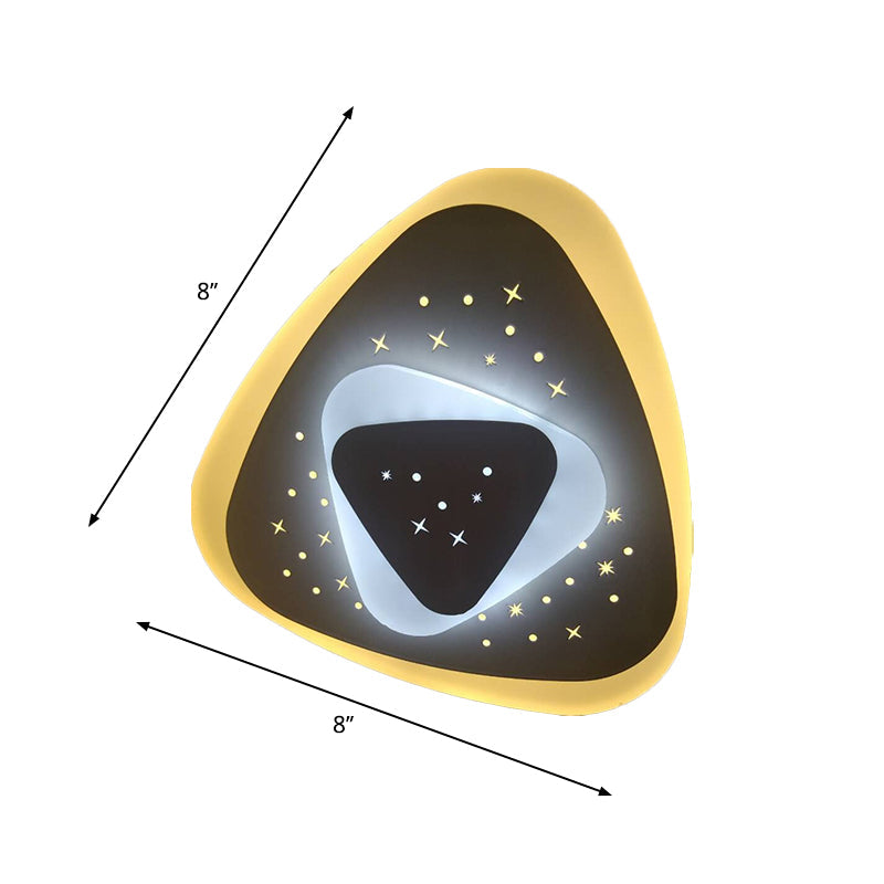 Modern Led Starry Flush Mount Wall Light In White: Triangle Rhombus & Star Design For The Bedroom