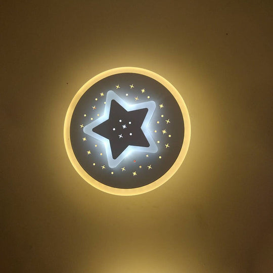 Modern Led Starry Flush Mount Wall Light In White: Triangle Rhombus & Star Design For The Bedroom