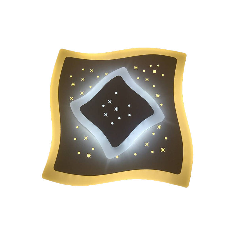 Modern Led Starry Flush Mount Wall Light In White: Triangle Rhombus & Star Design For The Bedroom