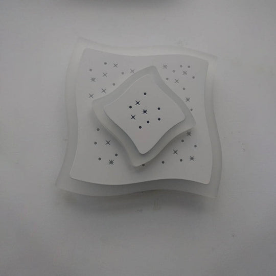 Modern Led Starry Flush Mount Wall Light In White: Triangle Rhombus & Star Design For The Bedroom