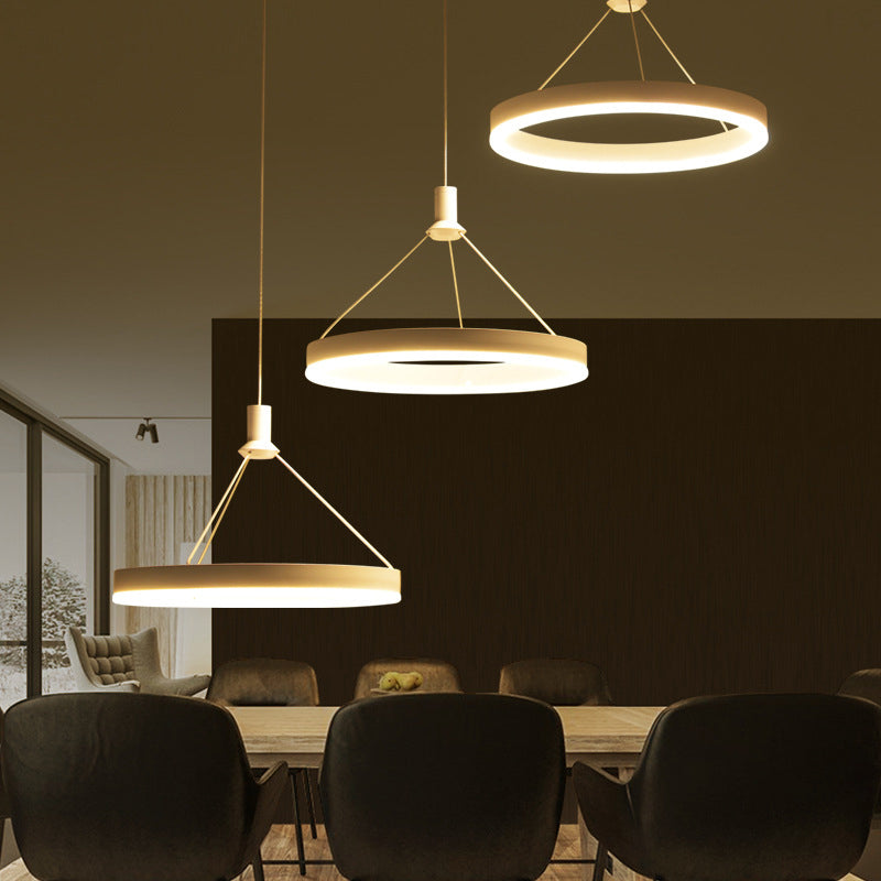 Adjustable Cord Grip Led Acrylic Pendant Chandelier- White Loop Design 12/16/47 Dia / 16