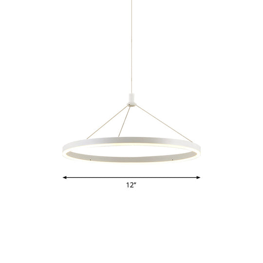 Adjustable Cord Grip Led Acrylic Pendant Chandelier- White Loop Design 12/16/47 Dia