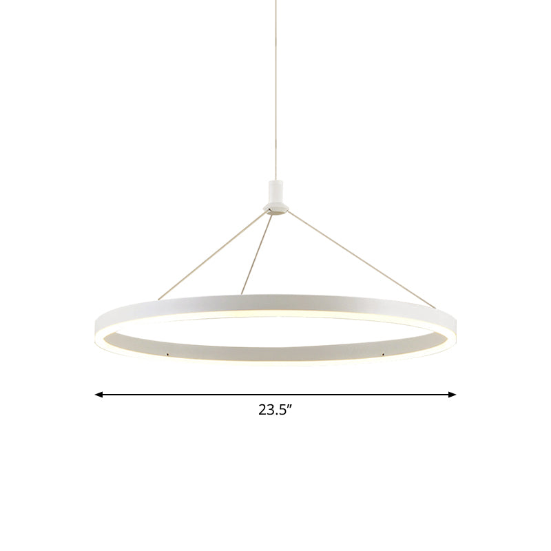 Modern White Loop Pendant Chandelier Led Acrylic Hanging Light - Adjustable Cord Grip