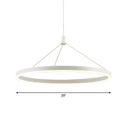 Adjustable Cord Grip Led Acrylic Pendant Chandelier- White Loop Design 12/16/47 Dia