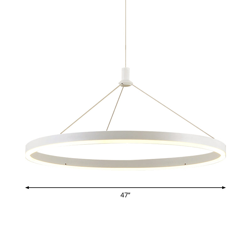 Adjustable Cord Grip Led Acrylic Pendant Chandelier- White Loop Design 12/16/47 Dia