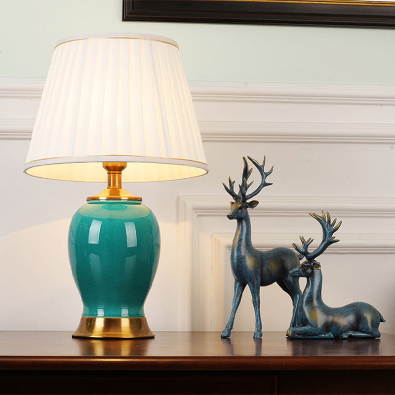 Zoey - Artistic Handmade Urn Shaped Night Light Modern Ceramic 1-Bulb Green/Light Green Table Lamp