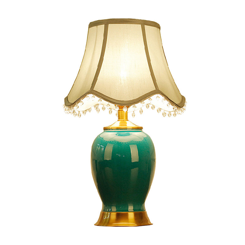Zoey - Artistic Handmade Urn Shaped Night Light Modern Ceramic 1-Bulb Green/Light Green Table Lamp