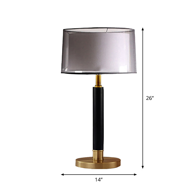 Maria - Double Drum Shade Night Light Modern Fabric 6-Bulb Living Room Table Lamp In Black