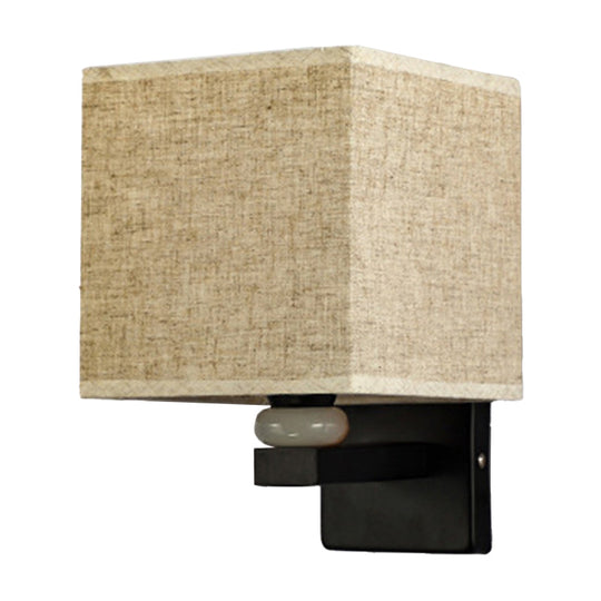 Modern Rectangle Fabric Wall Lamp With Faux Jade Decor - Flaxen/White/Beige 1-Bulb Fixture