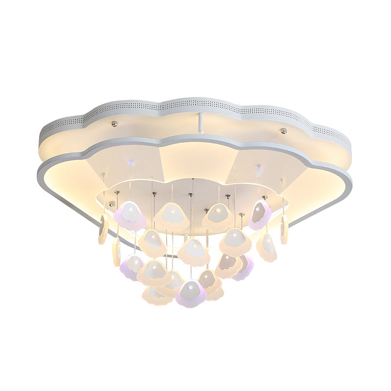 Kid’s Bedroom Ceiling Lamp: Modern Shell Shape White Acrylic Led Flush Light