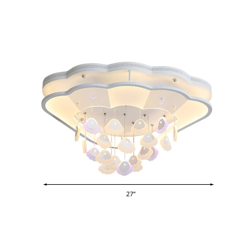 Kid’s Bedroom Ceiling Lamp: Modern Shell Shape White Acrylic Led Flush Light