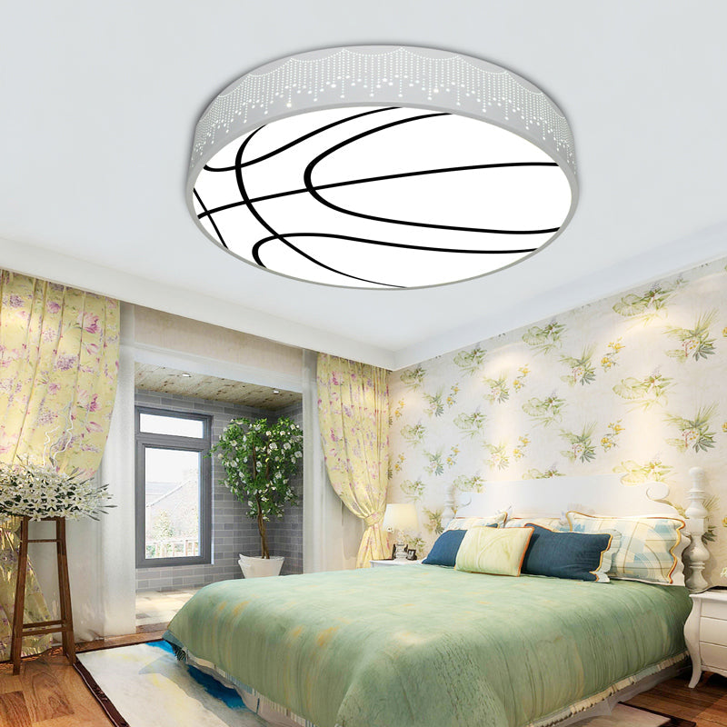 Kid’s Cartoon Circle Ceiling Light - Flush Acrylic Fixture White / Third Gear A