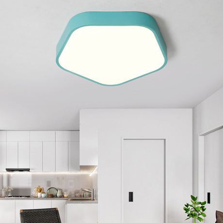 Study Room Ceiling Light - Pentagon Slim Panel Flush Mount Simple Acrylic Design Blue / 16’ White