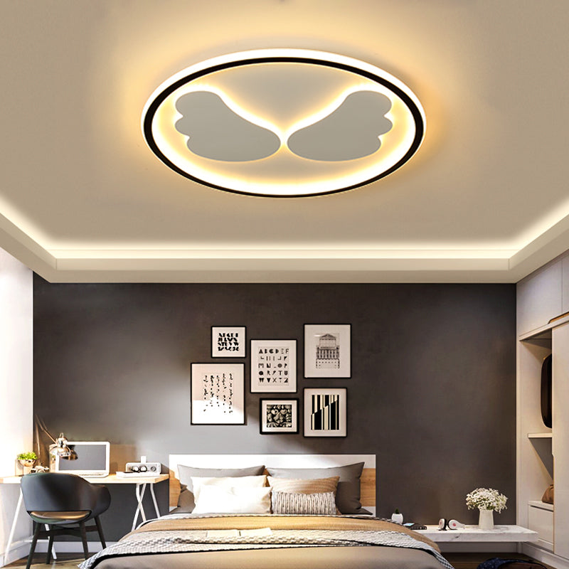 Modern Flush Mount Led Ceiling Light With Black Ring Acrylic Lamp For Kitchen / 16 Warm