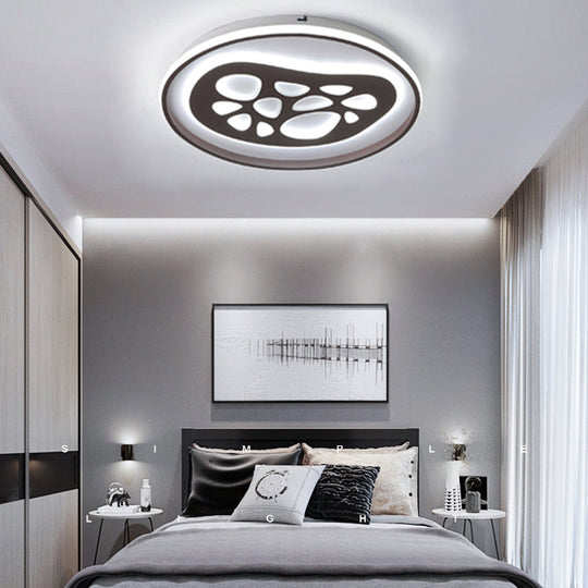 Modern Black Led Study Room Ceiling Light With Eye-Catching Acrylic Pattern / 17 White