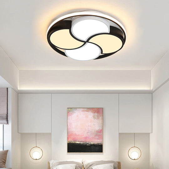 Kid’s Windmill Flush Mount Light: Acrylic Led Ceiling Lamp For Nursing Room In Black & White