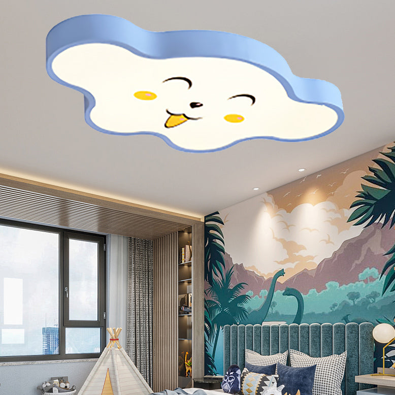 Cloudy Kid Bedroom Ceiling Light - Acrylic Cartoon Flush Mount Blue / B