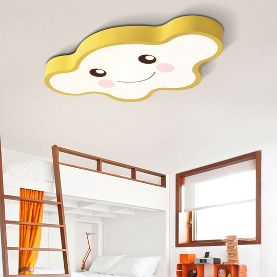Cloudy Kid Bedroom Ceiling Light - Acrylic Cartoon Flush Mount Yellow / A