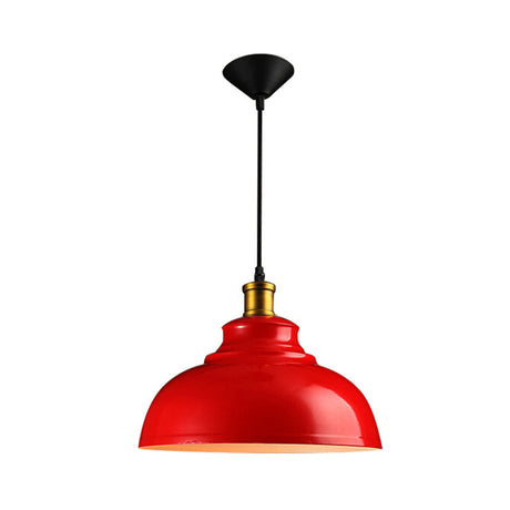 Vintage Style Domed Metal Ceiling Pendant Light With Cord - Black/Green -Perfect For Living Room
