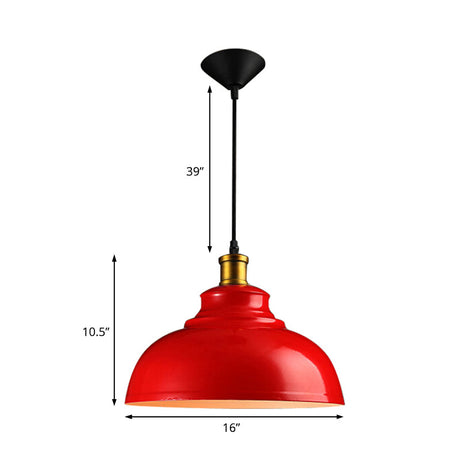 Vintage Style Domed Metal Ceiling Pendant Light With Cord - Black/Green -Perfect For Living Room