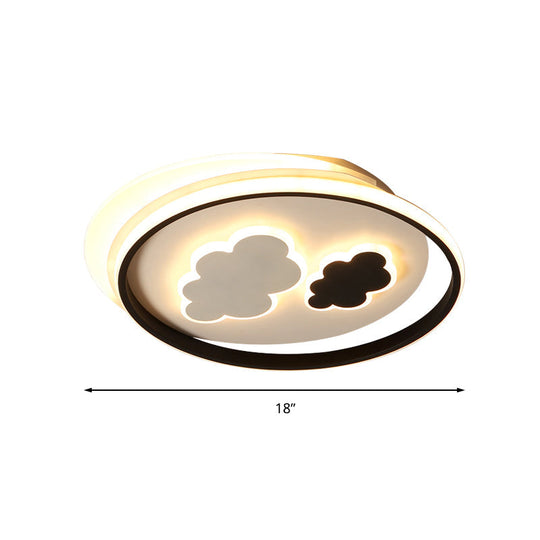 Cloud Ceiling Lamp: Black & White Cartoon Acrylic Led Light For Kindergarten