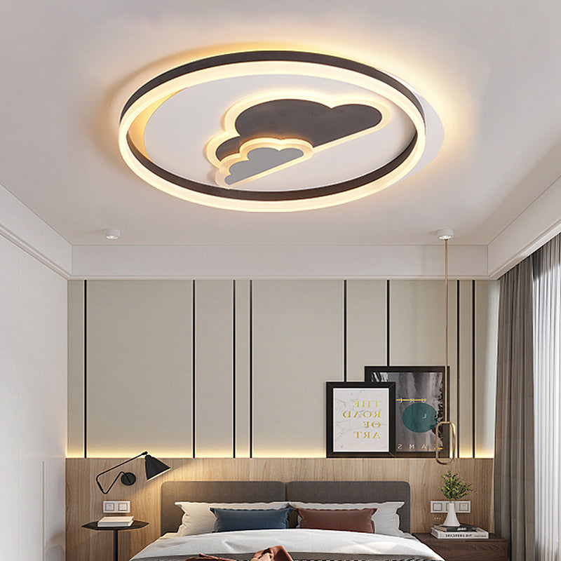 Modern Cloud - Themed Flush Led Ceiling Light In White For Baby Room