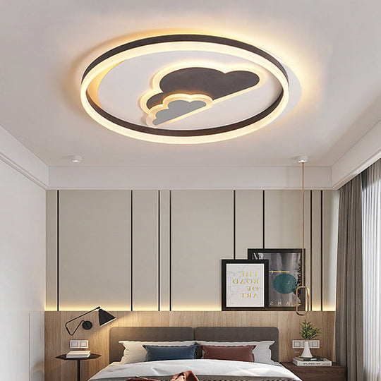 Modern Cloud-Themed Flush Led Ceiling Light In White For Baby Room