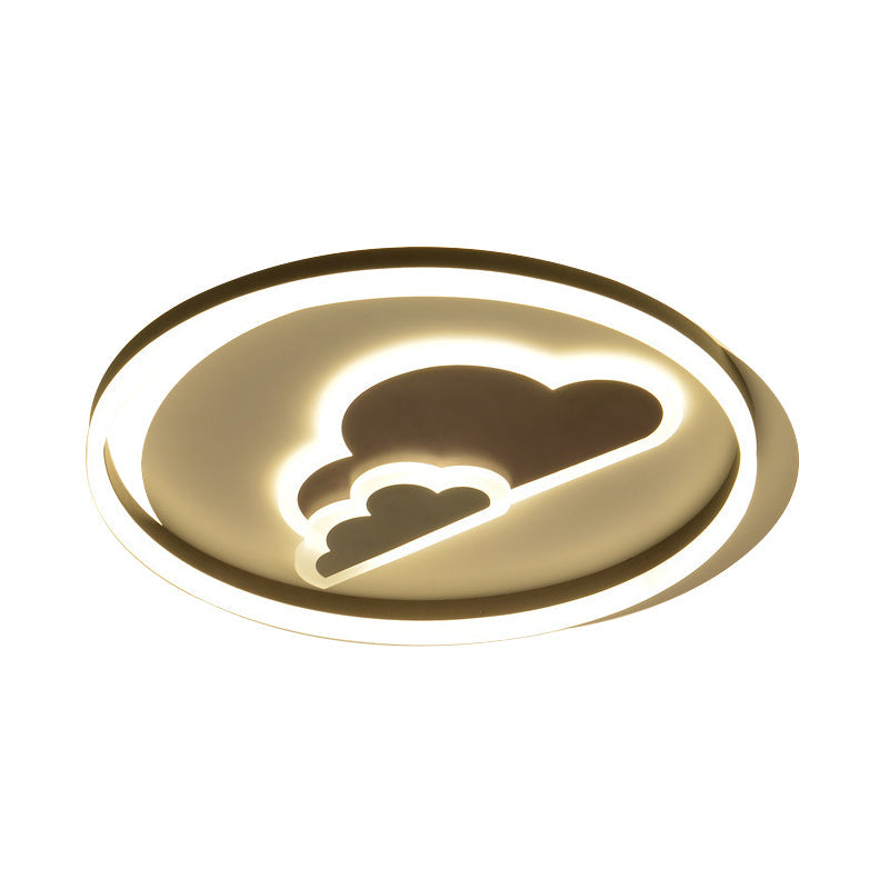 Modern Cloud-Themed Flush Led Ceiling Light In White For Baby Room