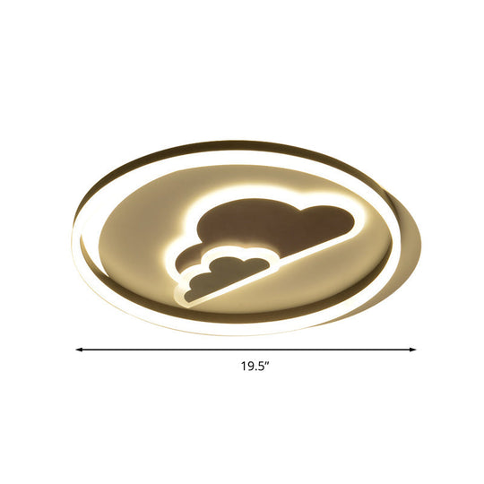 Modern Cloud - Themed Flush Led Ceiling Light In White For Baby Room