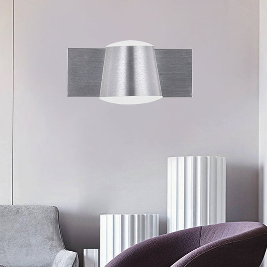 Simple Silver Wall Sconce With Tapered Design And Warm/White Light - 1/2/3 Heads 1 / Warm