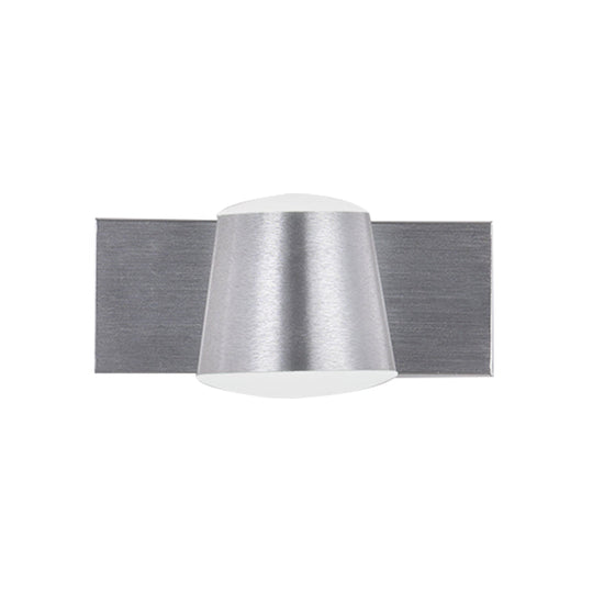 Simple Silver Wall Sconce With Tapered Design And Warm/White Light - 1/2/3 Heads