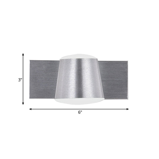 Simple Silver Wall Sconce With Tapered Design And Warm/White Light - 1/2/3 Heads
