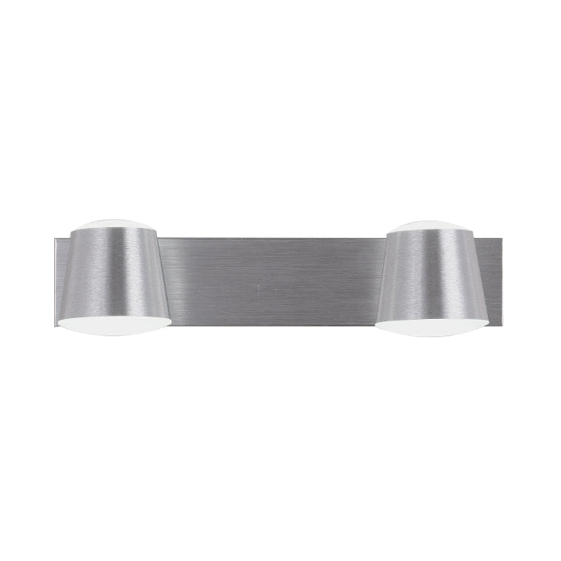 Simple Silver Wall Sconce With Tapered Design And Warm/White Light - 1/2/3 Heads