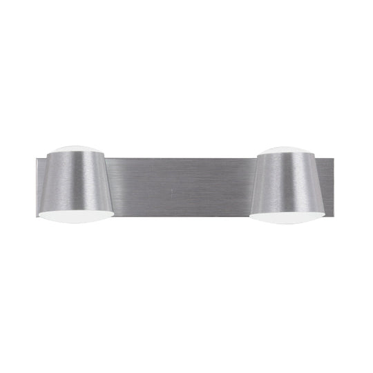 Simple Silver Wall Sconce With Tapered Design And Warm/White Light - 1/2/3 Heads